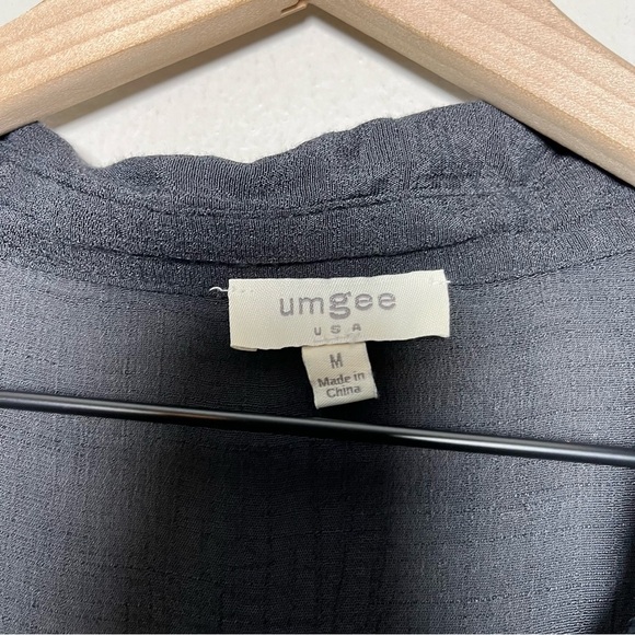 Umgee Women Shirt Dress Medium Black Sheer Button Front Oversized Boho Cottage - Picture 6 of 8